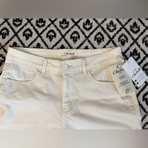 CHARLIE B Cream Bootcut Jeans with heart on back pockets